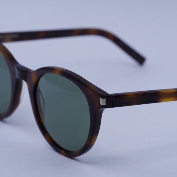 Saint Laurent SL342 003 Sunglasses Havana Round Frame, Green Lenses - Picture 3 of 11